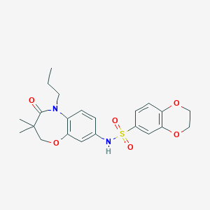 molecular formula C22H26N2O6S B2783167 N-(3,3-dimethyl-4-oxo-5-propyl-2,3,4,5-tetrahydrobenzo[b][1,4]oxazepin-8-yl)-2,3-dihydrobenzo[b][1,4]dioxine-6-sulfonamide CAS No. 922049-76-1