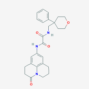 molecular formula C26H29N3O4 B2783189 N-{2-oxo-1-azatricyclo[7.3.1.0^{5,13}]trideca-5,7,9(13)-trien-7-yl}-N'-[(4-phenyloxan-4-yl)methyl]ethanediamide CAS No. 1251564-90-5