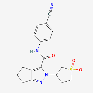 molecular formula C18H18N4O3S B2783217 N-(4-cyanophenyl)-2-(1,1-dioxo-1lambda6-thiolan-3-yl)-2H,4H,5H,6H-cyclopenta[c]pyrazole-3-carboxamide CAS No. 2319806-41-0