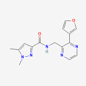 molecular formula C15H15N5O2 B2783244 N-((3-(furan-3-yl)pyrazin-2-yl)methyl)-1,5-dimethyl-1H-pyrazole-3-carboxamide CAS No. 2034312-55-3