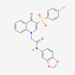 molecular formula C24H17ClN2O6S B2783253 N-(2H-1,3-benzodioxol-5-yl)-2-[3-(4-chlorobenzenesulfonyl)-4-oxo-1,4-dihydroquinolin-1-yl]acetamide CAS No. 902521-55-5