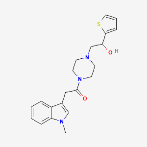 molecular formula C21H25N3O2S B2783256 1-(4-(2-hydroxy-2-(thiophen-2-yl)ethyl)piperazin-1-yl)-2-(1-methyl-1H-indol-3-yl)ethanone CAS No. 1251706-74-7
