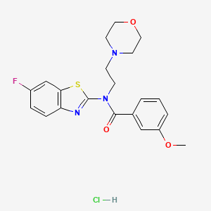 molecular formula C21H23ClFN3O3S B2783266 N-(6-fluorobenzo[d]thiazol-2-yl)-3-methoxy-N-(2-morpholinoethyl)benzamide hydrochloride CAS No. 1215477-19-2