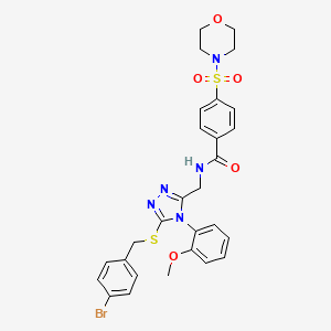 molecular formula C28H28BrN5O5S2 B2783352 N-[(5-{[(4-bromophenyl)methyl]sulfanyl}-4-(2-methoxyphenyl)-4H-1,2,4-triazol-3-yl)methyl]-4-(morpholine-4-sulfonyl)benzamide CAS No. 392684-37-6