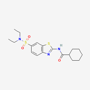 molecular formula C18H25N3O3S2 B2783388 N-[6-(diethylsulfamoyl)-1,3-benzothiazol-2-yl]cyclohexanecarboxamide CAS No. 865592-36-5