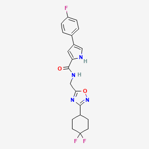 molecular formula C20H19F3N4O2 B2783424 N-((3-(4,4-difluorocyclohexyl)-1,2,4-oxadiazol-5-yl)methyl)-4-(4-fluorophenyl)-1H-pyrrole-2-carboxamide CAS No. 2034334-51-3