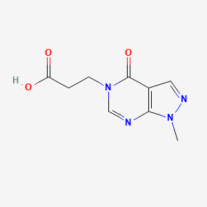 molecular formula C9H10N4O3 B2783444 3-(1-methyl-4-oxo-1,4-dihydro-5H-pyrazolo[3,4-d]pyrimidin-5-yl)propanoic acid CAS No. 923216-53-9