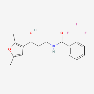 molecular formula C17H18F3NO3 B2783448 N-[3-(2,5-Dimethylfuran-3-YL)-3-hydroxypropyl]-2-(trifluoromethyl)benzamide CAS No. 1421494-45-2