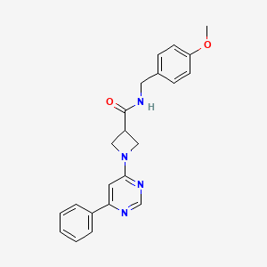 molecular formula C22H22N4O2 B2783455 N-[(4-methoxyphenyl)methyl]-1-(6-phenylpyrimidin-4-yl)azetidine-3-carboxamide CAS No. 2034284-95-0