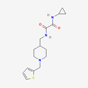 molecular formula C16H23N3O2S B2783477 N1-cyclopropyl-N2-((1-(thiophen-2-ylmethyl)piperidin-4-yl)methyl)oxalamide CAS No. 953231-63-5