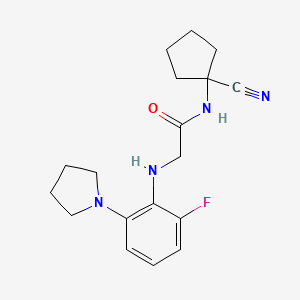 molecular formula C18H23FN4O B2783496 N-(1-cyanocyclopentyl)-2-{[2-fluoro-6-(pyrrolidin-1-yl)phenyl]amino}acetamide CAS No. 1333655-82-5