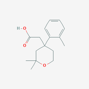 molecular formula C16H22O3 B2783516 2-(2,2-Dimethyl-4-(o-tolyl)tetrahydro-2H-pyran-4-yl)acetic acid CAS No. 915893-84-4