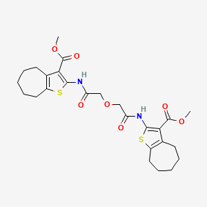 molecular formula C26H32N2O7S2 B2783518 methyl 2-[2-({[3-(methoxycarbonyl)-4H,5H,6H,7H,8H-cyclohepta[b]thiophen-2-yl]carbamoyl}methoxy)acetamido]-4H,5H,6H,7H,8H-cyclohepta[b]thiophene-3-carboxylate CAS No. 477571-96-3