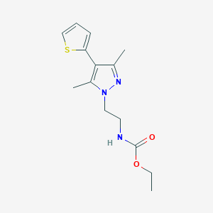molecular formula C14H19N3O2S B2783530 ethyl (2-(3,5-dimethyl-4-(thiophen-2-yl)-1H-pyrazol-1-yl)ethyl)carbamate CAS No. 2034323-50-5