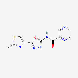 molecular formula C11H8N6O2S B2783536 N-(5-(2-methylthiazol-4-yl)-1,3,4-oxadiazol-2-yl)pyrazine-2-carboxamide CAS No. 1251547-33-7
