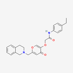 molecular formula C25H26N2O4 B2783546 N-(4-ethylphenyl)-2-({4-oxo-6-[(1,2,3,4-tetrahydroisoquinolin-2-yl)methyl]-4H-pyran-3-yl}oxy)acetamide CAS No. 898456-11-6