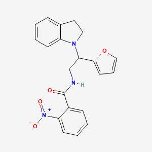 molecular formula C21H19N3O4 B2783558 N-(2-(furan-2-yl)-2-(indolin-1-yl)ethyl)-2-nitrobenzamide CAS No. 898458-14-5