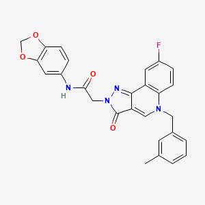 molecular formula C27H21FN4O4 B2783560 N-(2H-1,3-benzodioxol-5-yl)-2-{8-fluoro-5-[(3-methylphenyl)methyl]-3-oxo-2H,3H,5H-pyrazolo[4,3-c]quinolin-2-yl}acetamide CAS No. 931929-27-0