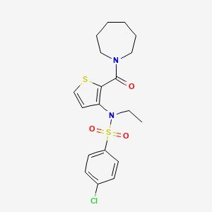 molecular formula C19H23ClN2O3S2 B2783566 N-(2-(azepane-1-carbonyl)thiophen-3-yl)-4-chloro-N-ethylbenzenesulfonamide CAS No. 1251615-36-7