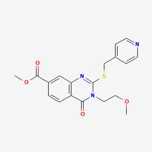 molecular formula C19H19N3O4S B2783575 METHYL 3-(2-METHOXYETHYL)-4-OXO-2-{[(PYRIDIN-4-YL)METHYL]SULFANYL}-3,4-DIHYDROQUINAZOLINE-7-CARBOXYLATE CAS No. 403728-85-8