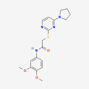 B2783578 N-(3,4-dimethoxyphenyl)-2-((4-(pyrrolidin-1-yl)pyrimidin-2-yl)thio)acetamide CAS No. 1251577-03-3