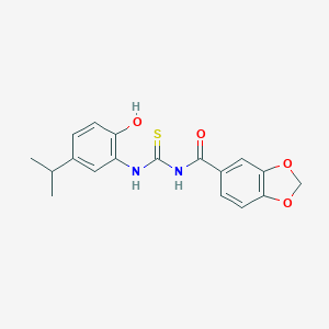 molecular formula C18H18N2O4S B278358 N-(1,3-benzodioxol-5-ylcarbonyl)-N'-(2-hydroxy-5-isopropylphenyl)thiourea 