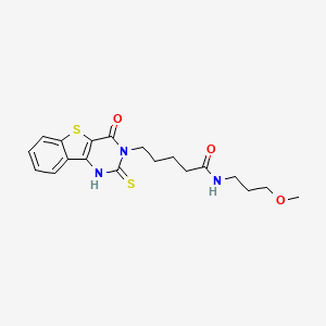 N-(3-methoxypropyl)-5-(4-oxo-2-sulfanylidene-1H-[1]benzothiolo[3,2-d]pyrimidin-3-yl)pentanamide