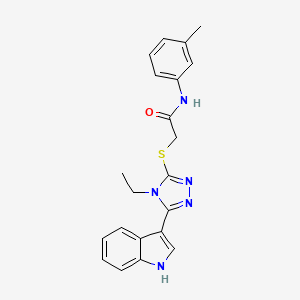 molecular formula C21H21N5OS B2783635 2-((4-ethyl-5-(1H-indol-3-yl)-4H-1,2,4-triazol-3-yl)thio)-N-(m-tolyl)acetamide CAS No. 831211-24-6