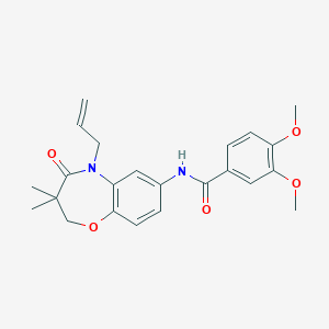 molecular formula C23H26N2O5 B2783645 N-(5-allyl-3,3-dimethyl-4-oxo-2,3,4,5-tetrahydrobenzo[b][1,4]oxazepin-7-yl)-3,4-dimethoxybenzamide CAS No. 921863-93-6