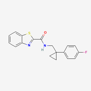 molecular formula C18H15FN2OS B2783646 N-((1-(4-fluorophenyl)cyclopropyl)methyl)benzo[d]thiazole-2-carboxamide CAS No. 1209583-41-4