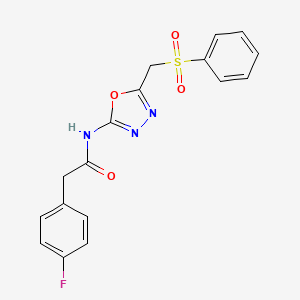 2-(4-fluorophenyl)-N-(5-((phenylsulfonyl)methyl)-1,3,4-oxadiazol-2-yl)acetamide