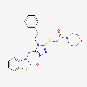 3-((5-((2-morpholino-2-oxoethyl)thio)-4-phenethyl-4H-1,2,4-triazol-3-yl)methyl)benzo[d]thiazol-2(3H)-one
