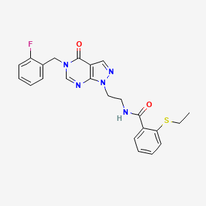 2-(ethylthio)-N-(2-(5-(2-fluorobenzyl)-4-oxo-4,5-dihydro-1H-pyrazolo[3,4-d]pyrimidin-1-yl)ethyl)benzamide