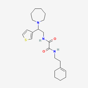 molecular formula C22H33N3O2S B2783690 N'-[2-(azepan-1-yl)-2-(thiophen-3-yl)ethyl]-N-[2-(cyclohex-1-en-1-yl)ethyl]ethanediamide CAS No. 946356-21-4