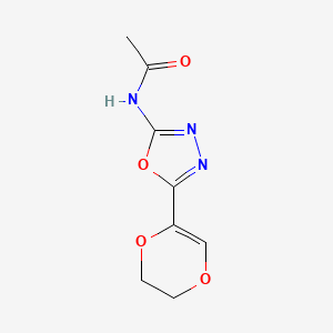 molecular formula C8H9N3O4 B2783704 N-(5-(5,6-dihydro-1,4-dioxin-2-yl)-1,3,4-oxadiazol-2-yl)acetamide CAS No. 851094-74-1