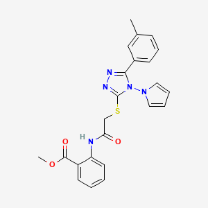 molecular formula C23H21N5O3S B2783707 methyl 2-(2-{[5-(3-methylphenyl)-4-(1H-pyrrol-1-yl)-4H-1,2,4-triazol-3-yl]sulfanyl}acetamido)benzoate CAS No. 886930-41-2