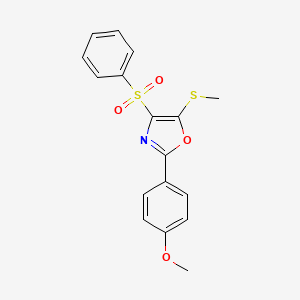molecular formula C17H15NO4S2 B2783708 2-(4-Methoxyphenyl)-5-(methylthio)-4-(phenylsulfonyl)oxazole CAS No. 919938-26-4