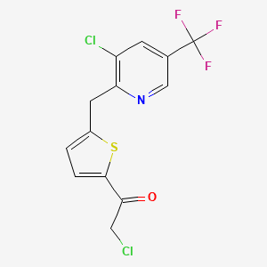 molecular formula C13H8Cl2F3NOS B2783711 2-Chloro-1-(5-{[3-chloro-5-(trifluoromethyl)-2-pyridinyl]methyl}-2-thienyl)-1-ethanone CAS No. 338411-65-7