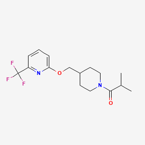 molecular formula C16H21F3N2O2 B2783726 2-Methyl-1-[4-[[6-(trifluoromethyl)pyridin-2-yl]oxymethyl]piperidin-1-yl]propan-1-one CAS No. 2379987-34-3