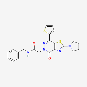molecular formula C22H21N5O2S2 B2783731 N-benzyl-2-(4-oxo-2-(pyrrolidin-1-yl)-7-(thiophen-2-yl)thiazolo[4,5-d]pyridazin-5(4H)-yl)acetamide CAS No. 1105218-71-0