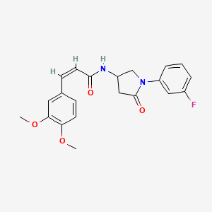 (Z)-3-(3,4-dimethoxyphenyl)-N-(1-(3-fluorophenyl)-5-oxopyrrolidin-3-yl)acrylamide