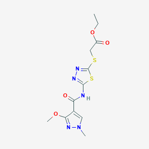 ethyl 2-((5-(3-methoxy-1-methyl-1H-pyrazole-4-carboxamido)-1,3,4-thiadiazol-2-yl)thio)acetate