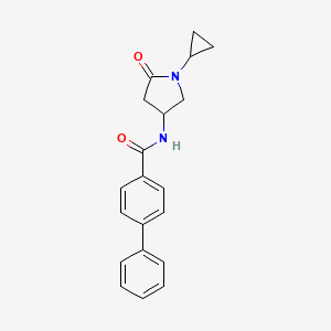 molecular formula C20H20N2O2 B2783762 N-(1-cyclopropyl-5-oxopyrrolidin-3-yl)-[1,1'-biphenyl]-4-carboxamide CAS No. 1351619-29-8