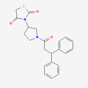 molecular formula C22H22N2O3S B2783779 3-(1-(3,3-Diphenylpropanoyl)pyrrolidin-3-yl)thiazolidine-2,4-dione CAS No. 2034386-73-5