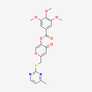 molecular formula C21H20N2O7S B2783781 6-(((4-methylpyrimidin-2-yl)thio)methyl)-4-oxo-4H-pyran-3-yl 3,4,5-trimethoxybenzoate CAS No. 877636-02-7