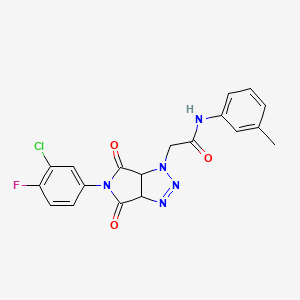 molecular formula C19H15ClFN5O3 B2783784 2-(5-(3-chloro-4-fluorophenyl)-4,6-dioxo-4,5,6,6a-tetrahydropyrrolo[3,4-d][1,2,3]triazol-1(3aH)-yl)-N-(m-tolyl)acetamide CAS No. 1052563-26-4