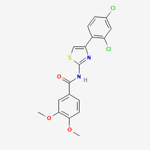 molecular formula C18H14Cl2N2O3S B2783786 N-[4-(2,4-dichlorophenyl)-1,3-thiazol-2-yl]-3,4-dimethoxybenzamide CAS No. 477568-84-6