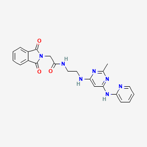 molecular formula C22H21N7O3 B2783803 2-(1,3-dioxoisoindolin-2-yl)-N-(2-((2-methyl-6-(pyridin-2-ylamino)pyrimidin-4-yl)amino)ethyl)acetamide CAS No. 2379987-29-6