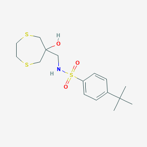 molecular formula C16H25NO3S3 B2783808 4-Tert-butyl-N-[(6-hydroxy-1,4-dithiepan-6-yl)methyl]benzenesulfonamide CAS No. 2415603-98-2