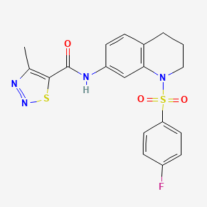 molecular formula C19H17FN4O3S2 B2783810 N-(1-((4-fluorophenyl)sulfonyl)-1,2,3,4-tetrahydroquinolin-7-yl)-4-methyl-1,2,3-thiadiazole-5-carboxamide CAS No. 1209366-00-6